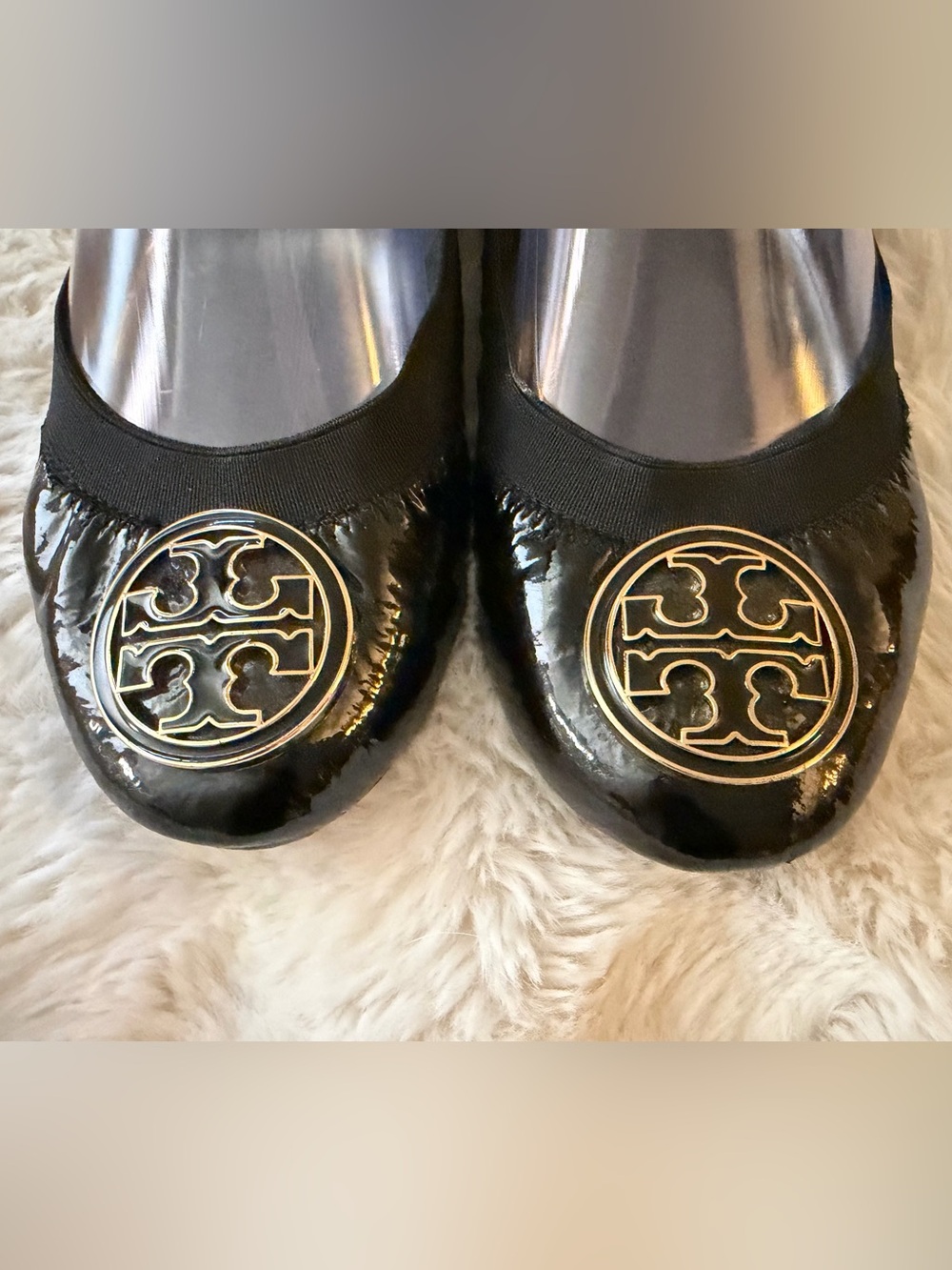 Final price unless bundled. Tory Burch size 9 Black Patent leather flat - Picture 2 of 9